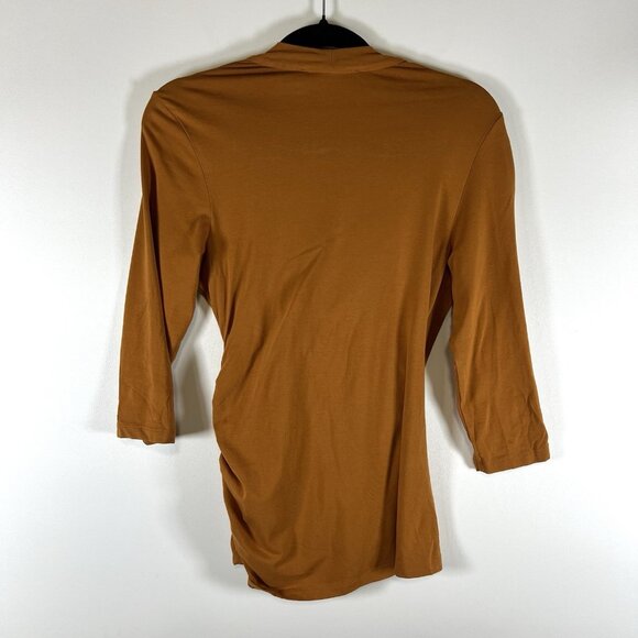 Peruvian‎ Connection Pima Cotton Top, Size M Rust Cyprus Faux Wrap Stretch Knit - Picture 6 of 8